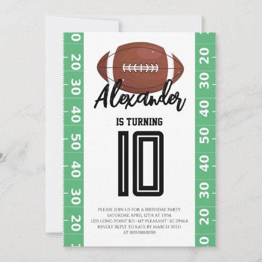 Football 10th Birthday 招待状 (正面)