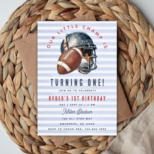 Football 1st Birthday 招待状