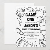 Football 1st Birthday American Sports Game On  招待状 (正面/裏面)
