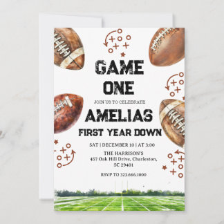 Football 1st Birthday American Sports Game On  招待状
