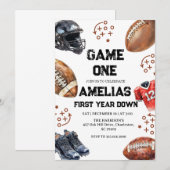 Football 1st Birthday American Sports Game On  招待状 (正面/裏面)