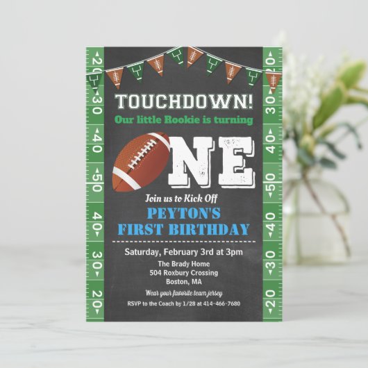 Football 1st First Birthday Chalkboard Invitation 招待状 (スタンド正面)