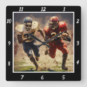 Football Action Art スクエア壁時計 (正面)