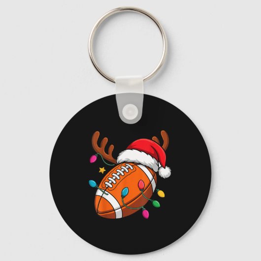 Football American Reindeer Horns Christmas Xmas Ba キーホルダー (正面)