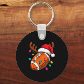 Football American Reindeer Horns Christmas Xmas Ba キーホルダー (正面)