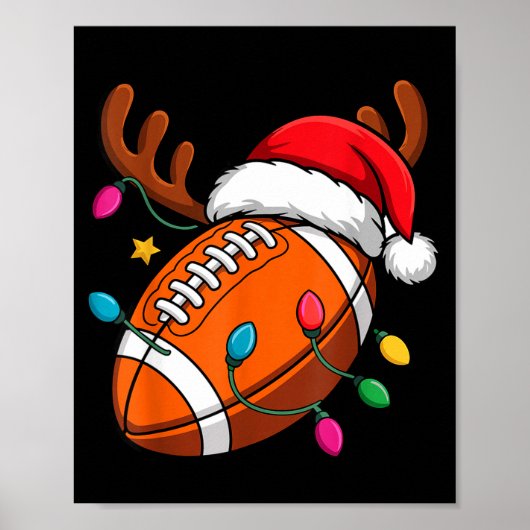 Football American Reindeer Horns Christmas Xmas Ba ポスター (正面)