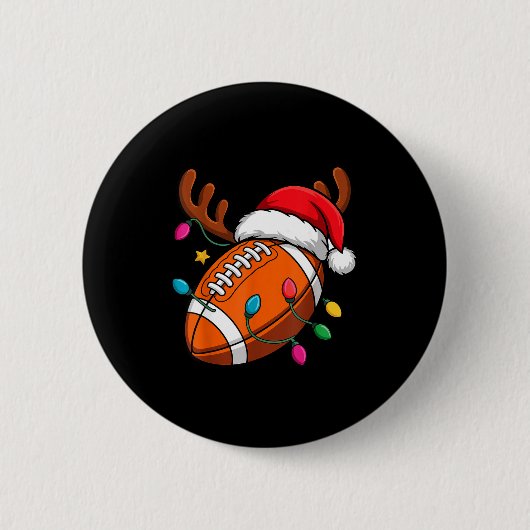 Football American Reindeer Horns Christmas Xmas Ba 缶バッジ (正面)