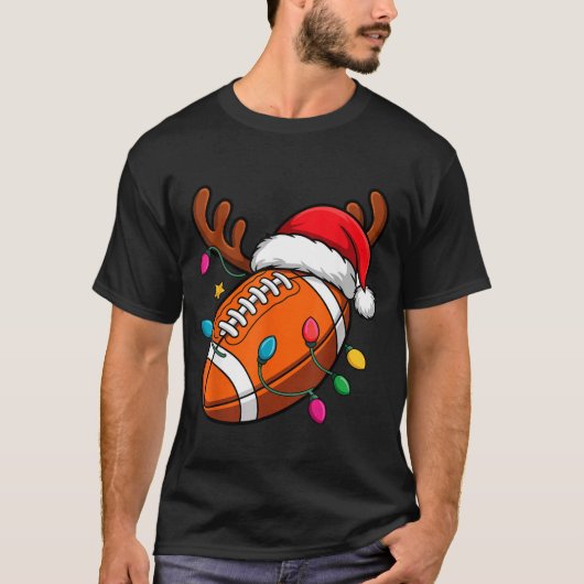 Football American Reindeer Horns Christmas Xmas Ba Tシャツ (正面)