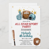 Football and baseball party Invitation 招待状 (正面/裏面)