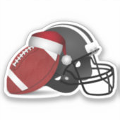 Football and Football Helmet Christmas シール (正面)