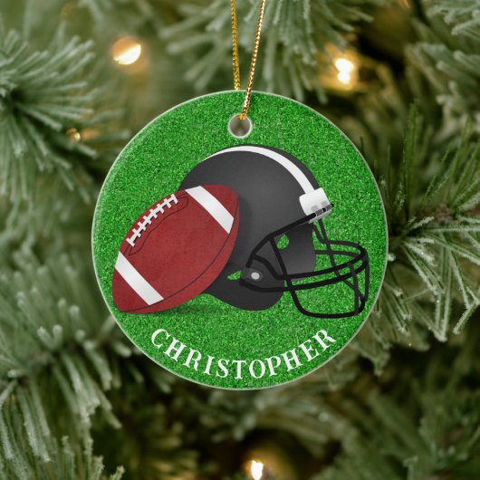 Football and Helmet Christmas  セラミックオーナメント (ツリー)