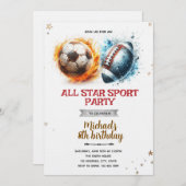 Football and soccer party Invitation 招待状 (正面/裏面)