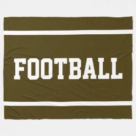 FOOTBALL Athletic Brown Sporty White Text Stripes フリースブランケット