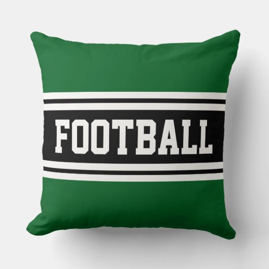 FOOTBALL Athletic Green Black White Racing Stripes クッション (正面)