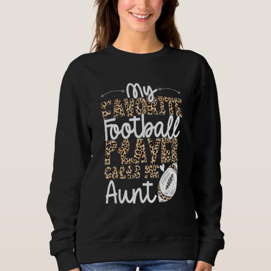 Football Aunt Football Player Leopard Pattern Foot スウェットシャツ (正面)