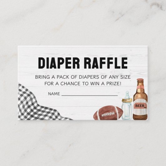 Football Baby Shower Diaper Raffle エンクロージャーカード (正面)