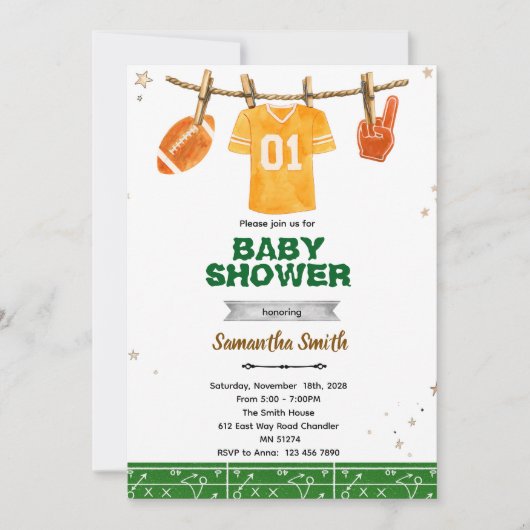 Football baby shower invitation 招待状 (正面)