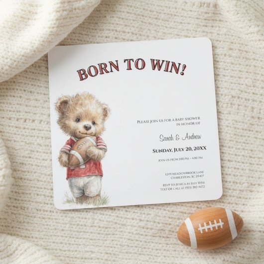 Football Baby Shower Invitation | Born to Win セーブザデート