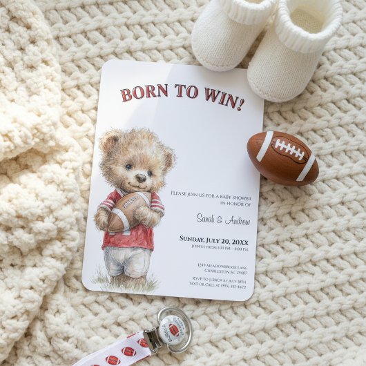 Football Baby Shower Invitation | Born to Win  招待状