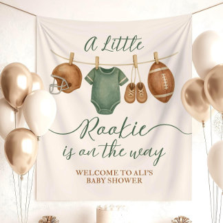 Football Baby Shower Party Backdrop Little Rookie  タペストリー