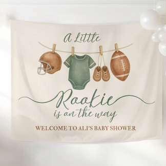 Football Baby Shower Party Backdrop Little Rookie  タペストリー