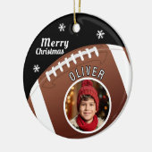 Football Ball Custom Name Merry Christmas Photo セラミックオーナメント (左)