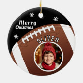 Football Ball Custom Name Merry Christmas Photo セラミックオーナメント (裏面)