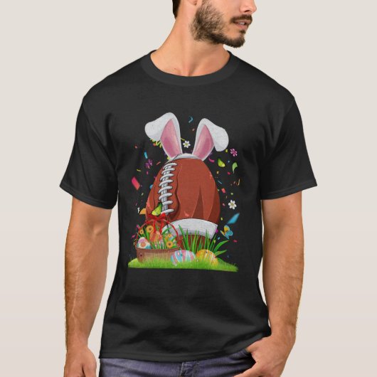 Football Ball With Bunny Ears Easter Day Men Boys  Tシャツ (正面)
