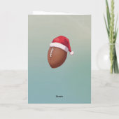 Football Ball with Red Santa Hat Name Christmas シーズンカード (裏面)