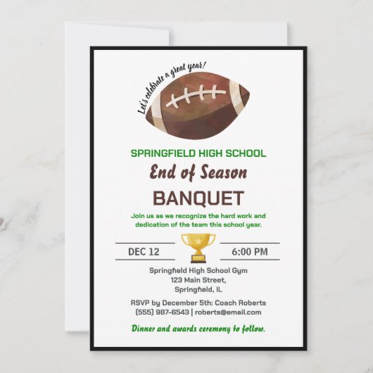Football Banquet 招待状 (正面)