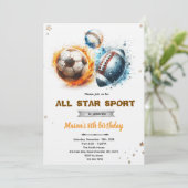 Football baseball and soccer party Invitation 招待状 (スタンド正面)