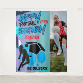 Football Birthday, Football Girl Player Backdrop タペストリー (正面)