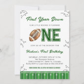 Football Birthday Party First Year Down 招待状 (正面)