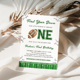 Football Birthday Party First Year Down 招待状