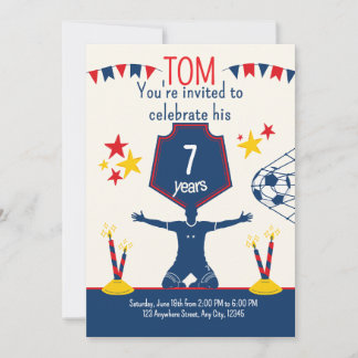 Football Birthday Party Invitation for Boys 招待状