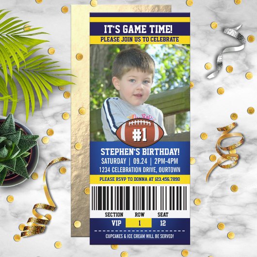 Football Birthday Photo Template 招待状