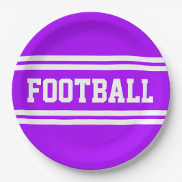 FOOTBALL Bold Bright Purple White Racing Stripes ペーパープレート