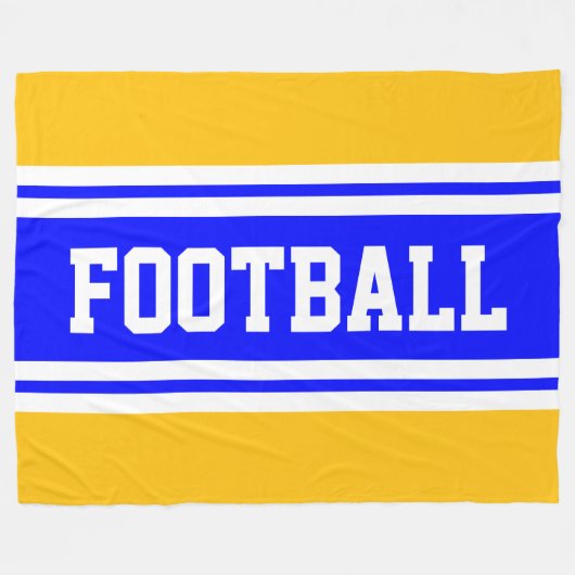 FOOTBALL Bright Blue Yellow Orange White Stripes フリースブランケット (正面(横))