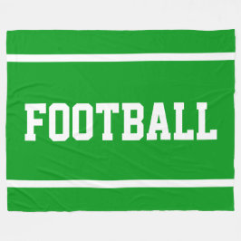 FOOTBALL Bright Green Sporty White Text Stripes フリースブランケット