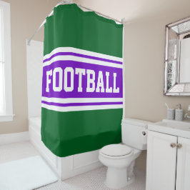 FOOTBALL Bright Purple Forest Green Racing Stripes シャワーカーテン