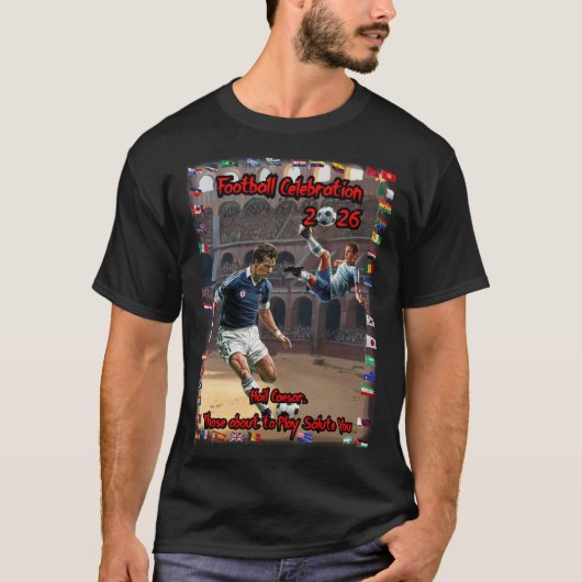Football Celebration 2026 on a Black Tシャツ (正面)