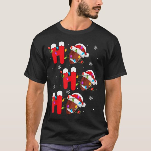 Football Christmas Ho Ho Ho Santa Srts Player Funn Tシャツ (正面)