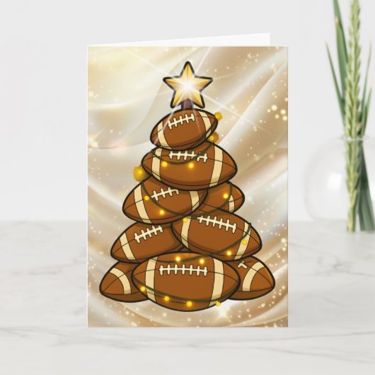 Football Christmas Tree Holiday Card シーズンカード (正面)