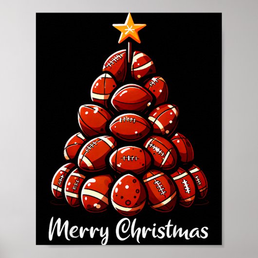 Football Christmas Tree Lights Funny Football Play ポスター (正面)