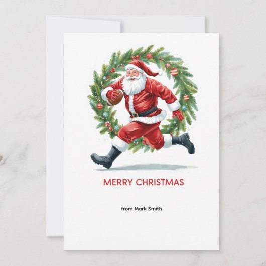 Football Christmas with Santa Claus シーズンカード (正面)