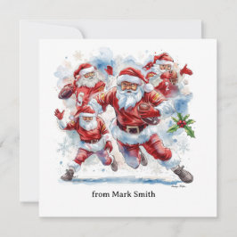 Football Christmas with Santa Claus シーズンカード