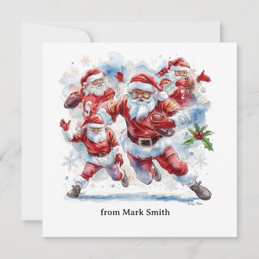 Football Christmas with Santa Claus シーズンカード (正面)