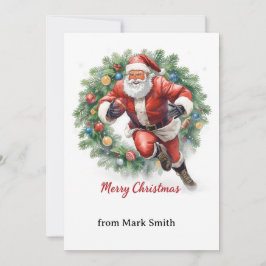 Football Christmas with Santa Claus シーズンカード