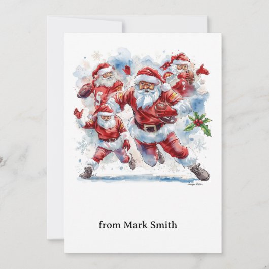 Football Christmas with Santa Claus シーズンカード (正面)