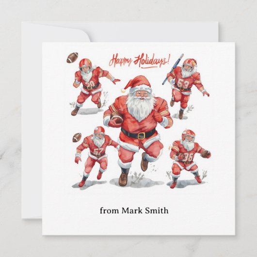 Football Christmas with Santa Claus シーズンカード (正面)